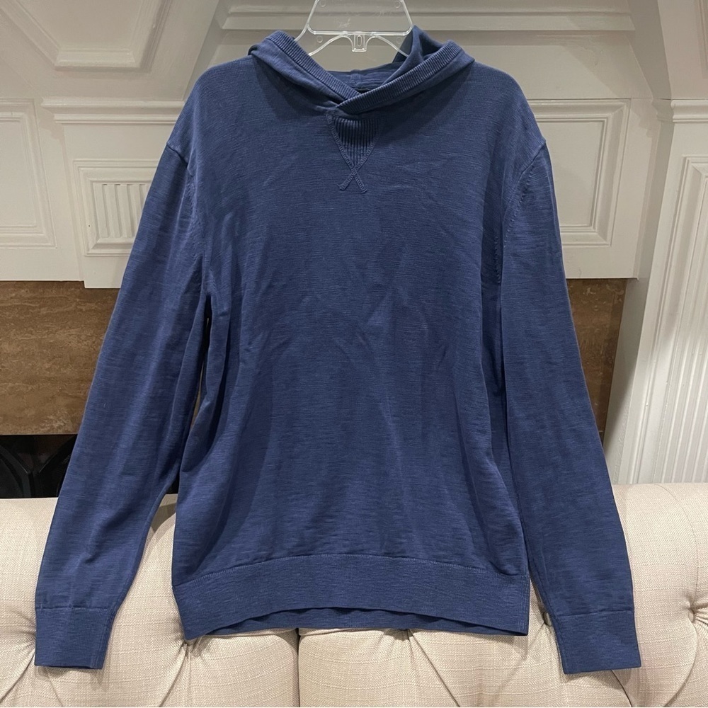 AR: Banana Republic Mens Medium Hoodie Sweater 100% Cotton Slub Blue